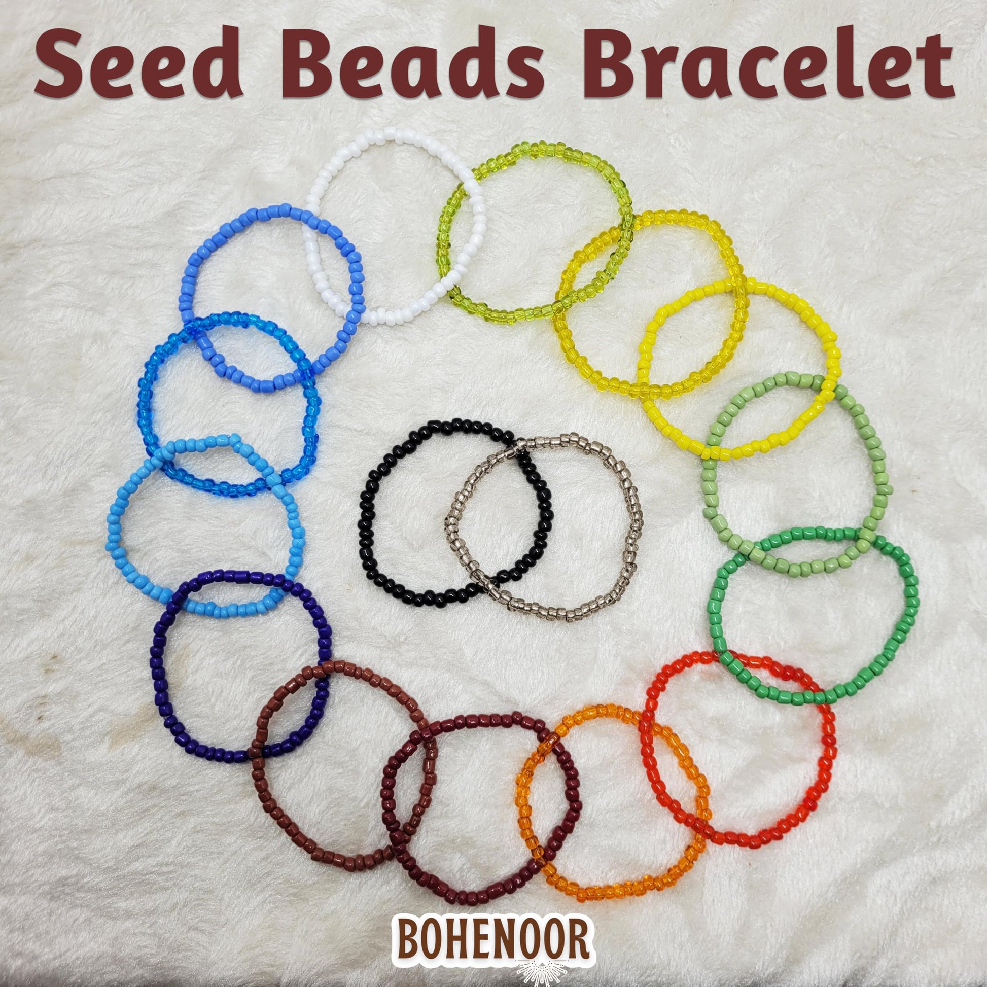Multicolour glass and elastic bracelet gives festive outfits a neat visual lift with a tidy finished look.