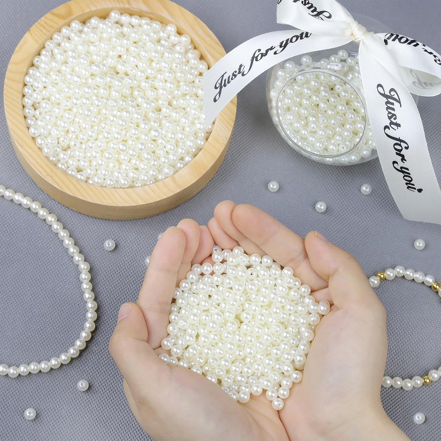6mm White Pearl Beads for Jewellery Making, 6 mm Plastic White 6MM image 3