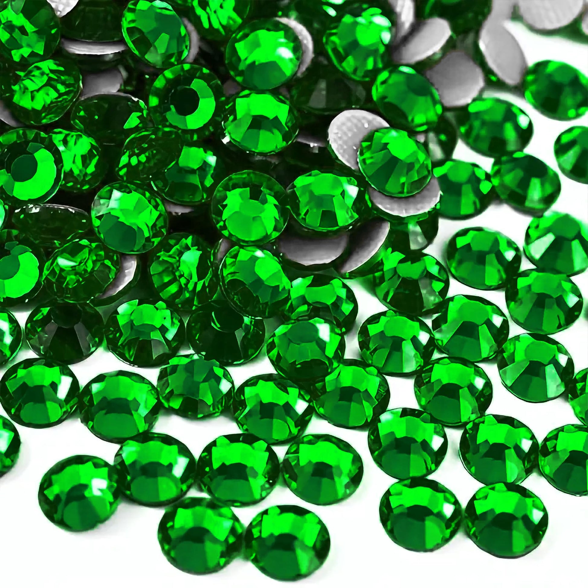 Green 5MM Round Resin Rhinestones for Craft Embroidery Jewelry Making Glass. Main product image showing the full assortment for jewelry making and craft work.