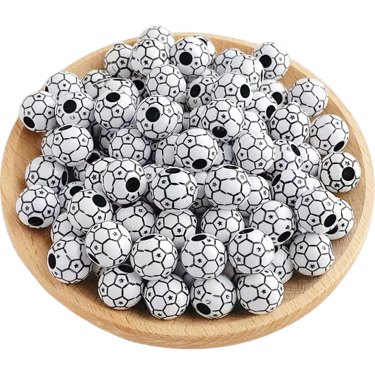 Black and white soccer pattern beads