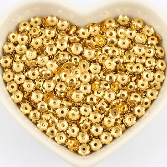 Create a neat finish in jhumka making and latkan work with metallic gold bead cap findings.
