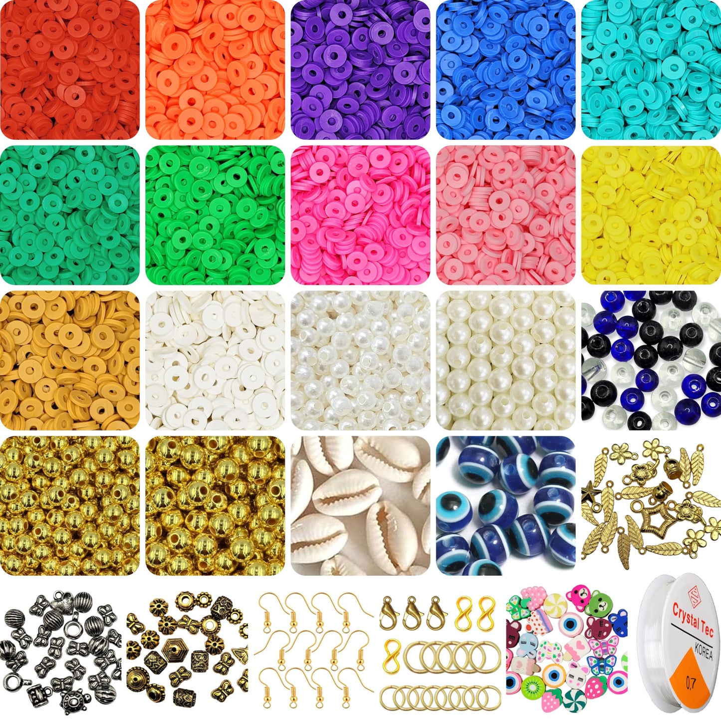 Gold and silver 8mm beads fit into bracelet making, necklace making and DIY jewellery projects without making the design feel heavy.
