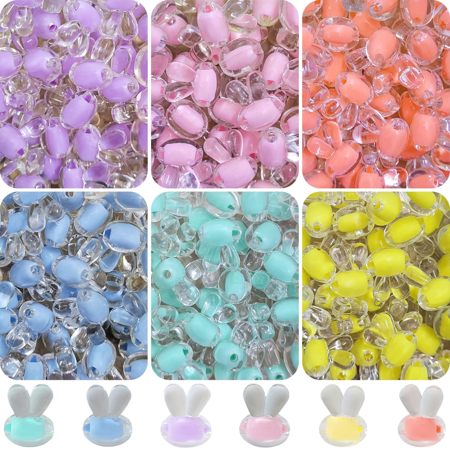 Clean decorative look comes through clearly in rabbit beads and multicolour plastic and acrylic beads for bracelet making, necklace making and DIY jewellery projects.