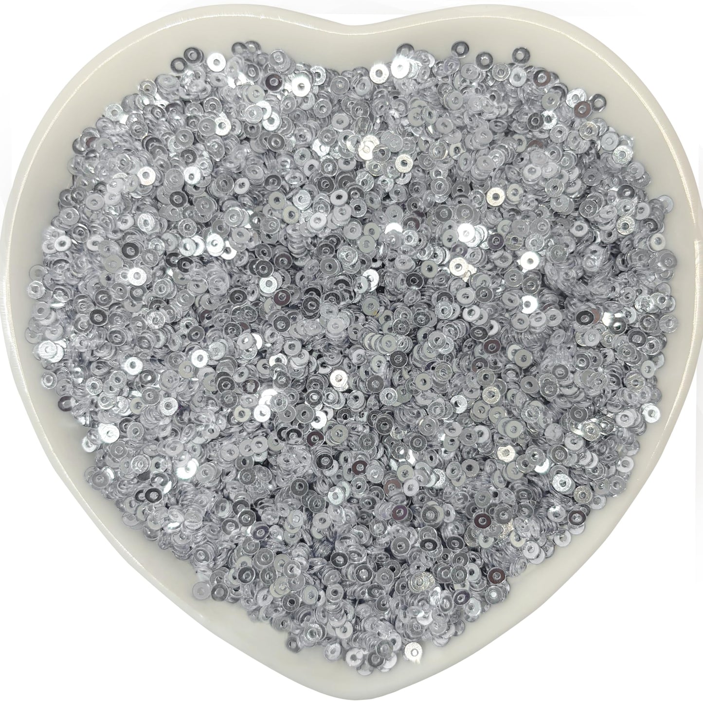 Embroidery Sequins, 2mm Flat Round Sitara, Shimmering Chumki SILVER product image