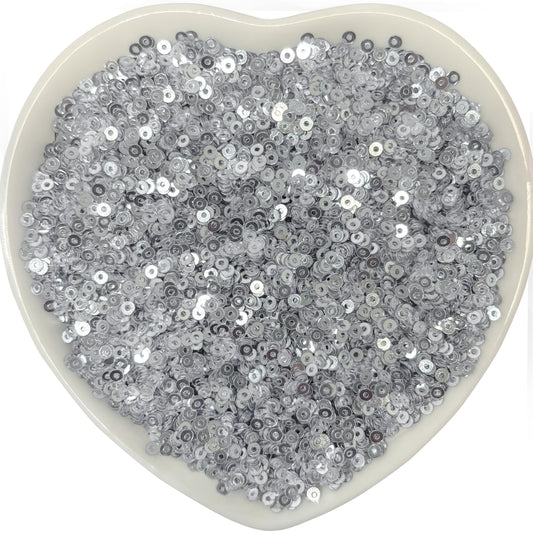 Embroidery Sequins, 2mm Flat Round Sitara, Shimmering Chumki SILVER product image