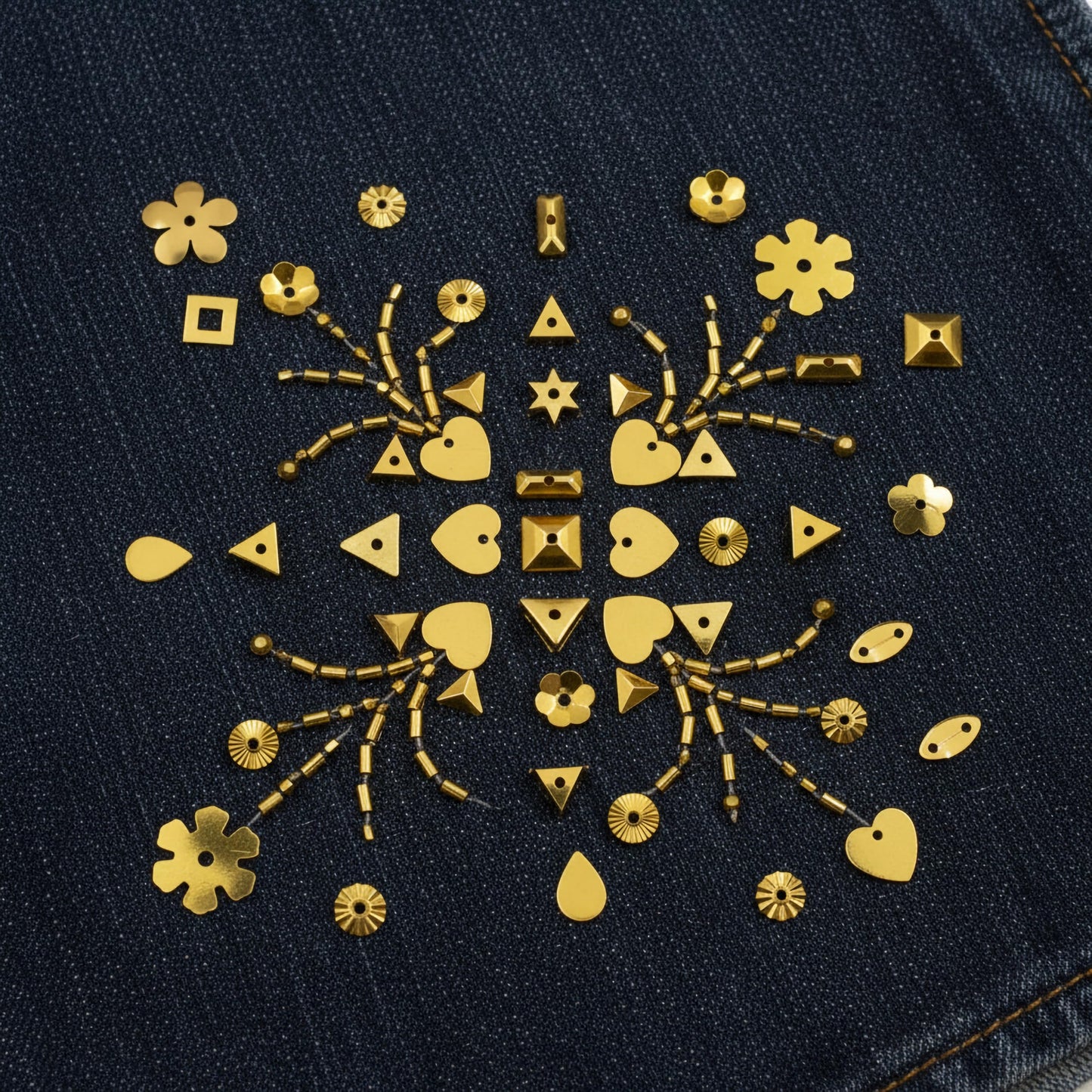 Add festive shine to aari embroidery and maggam work with gold metallic sequin embellishments.