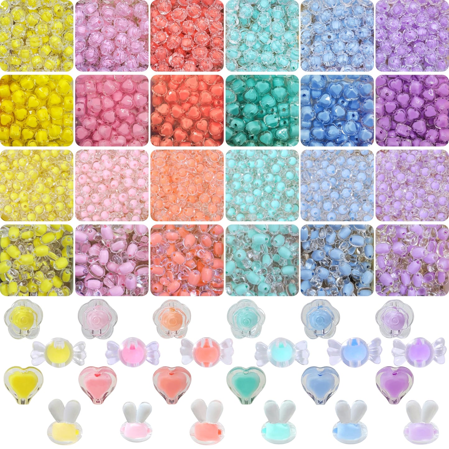 Clean decorative look makes all beads and multicolour plastic and acrylic beads stand out in bracelet making, necklace making and DIY jewellery projects.