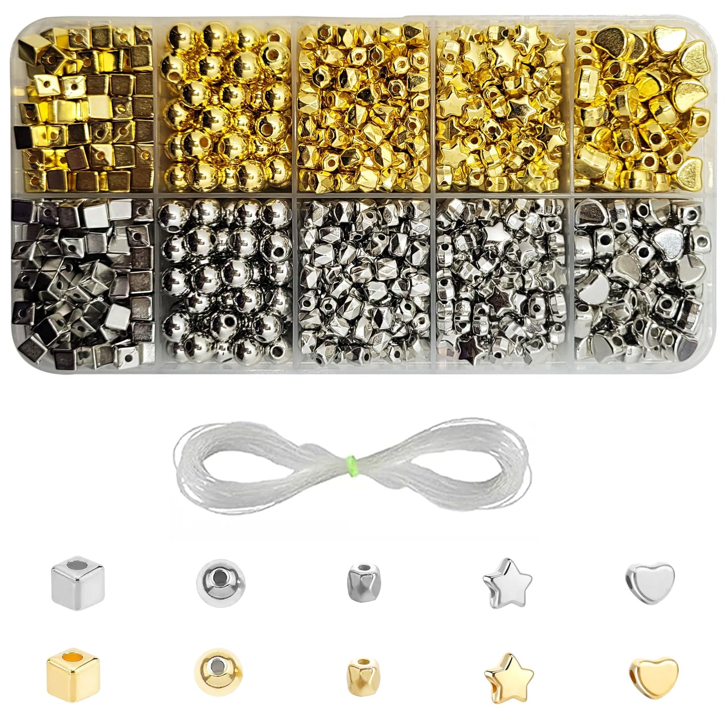 Gold and silver 4mm,6mm beads help add a clean decorative look to bracelet making, necklace making and DIY jewellery projects.
