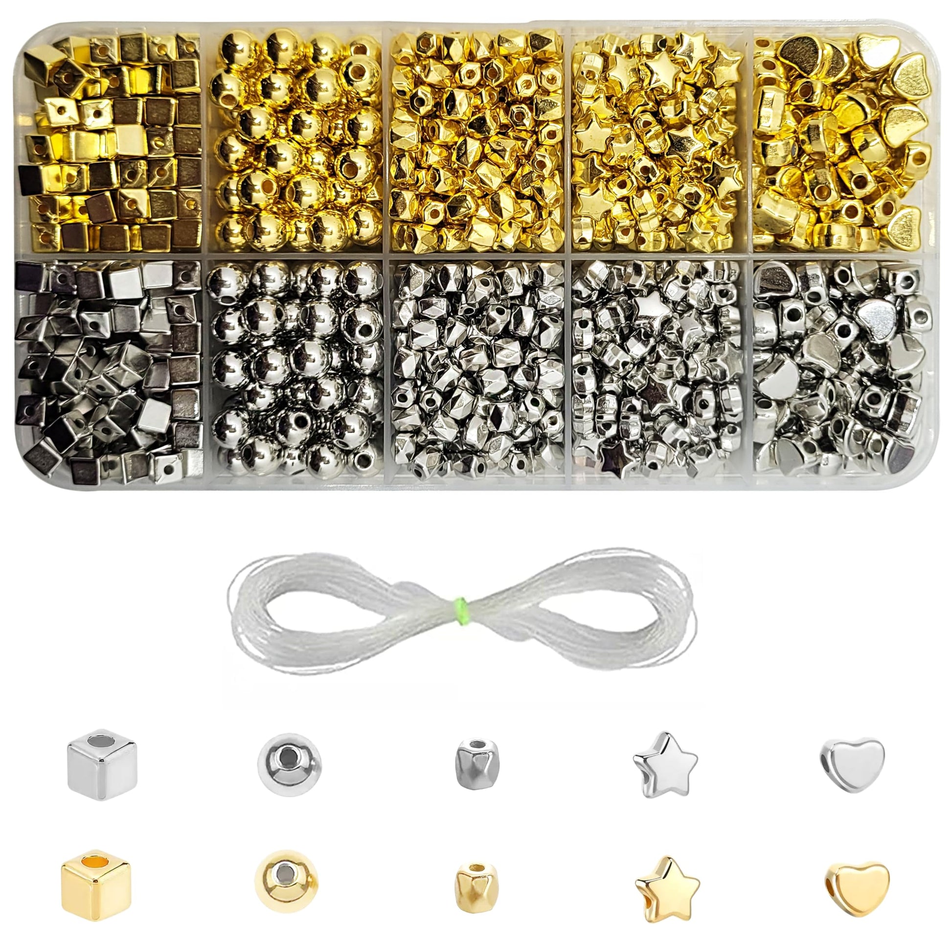 Gold and silver 4mm,6mm beads help add a clean decorative look to bracelet making, necklace making and DIY jewellery projects.