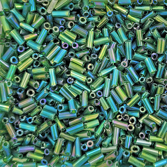 Green and rainbow 5mm beads add useful detail to bracelet making, necklace making and DIY jewellery projects.