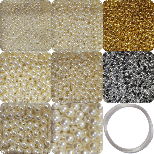 Bead threading, jewellery making and craft binding benefits from off white and gold 10 mm and 3mm craft wire or cord and practical look.