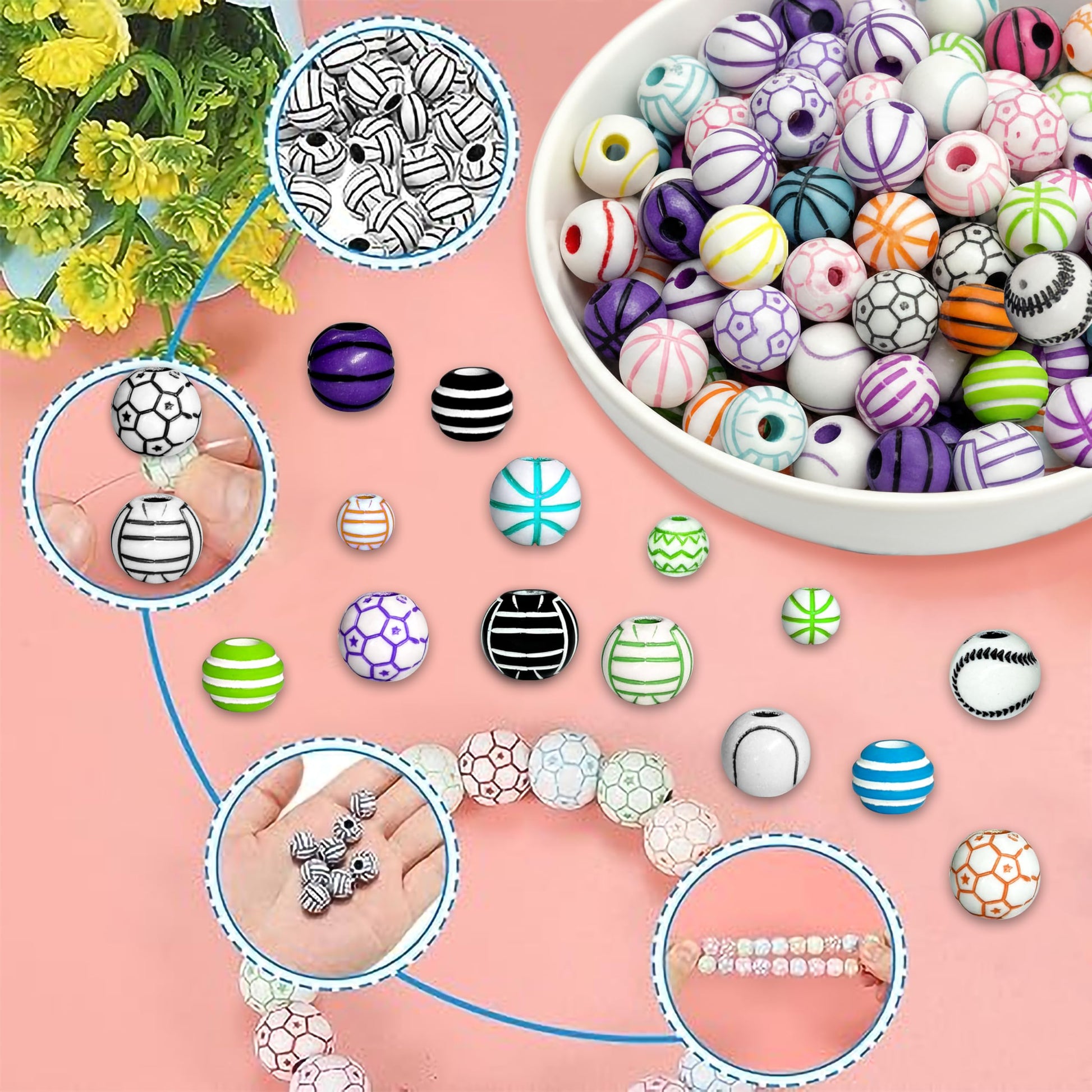 Sports Ball Beads Kit for Bracelet Making, Acrylic MUlticolor 3 image 5