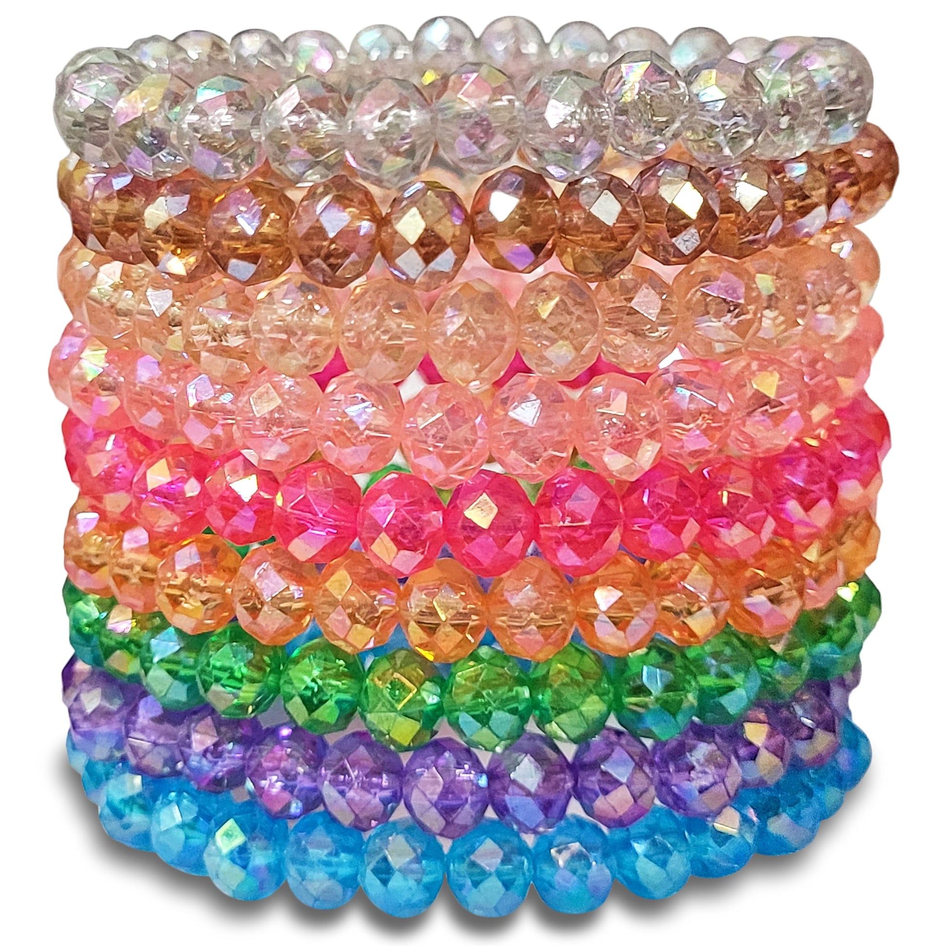 Multicolour and rainbow glass and elastic bracelet brings visual interest to everyday styling, party wear and gifting with stylish look with multicolour detail.