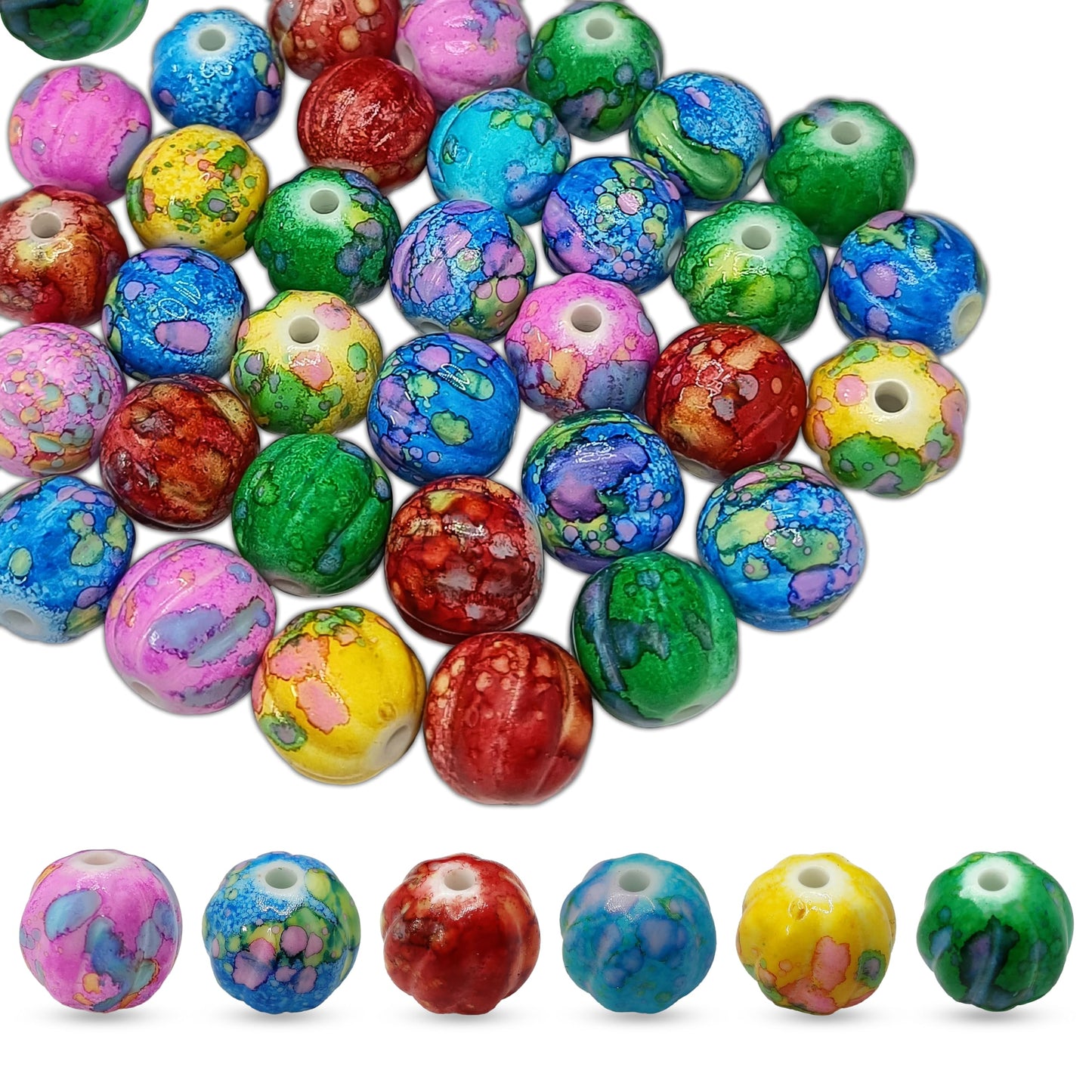 Multicolour Large Melon Shape Beads 15MM