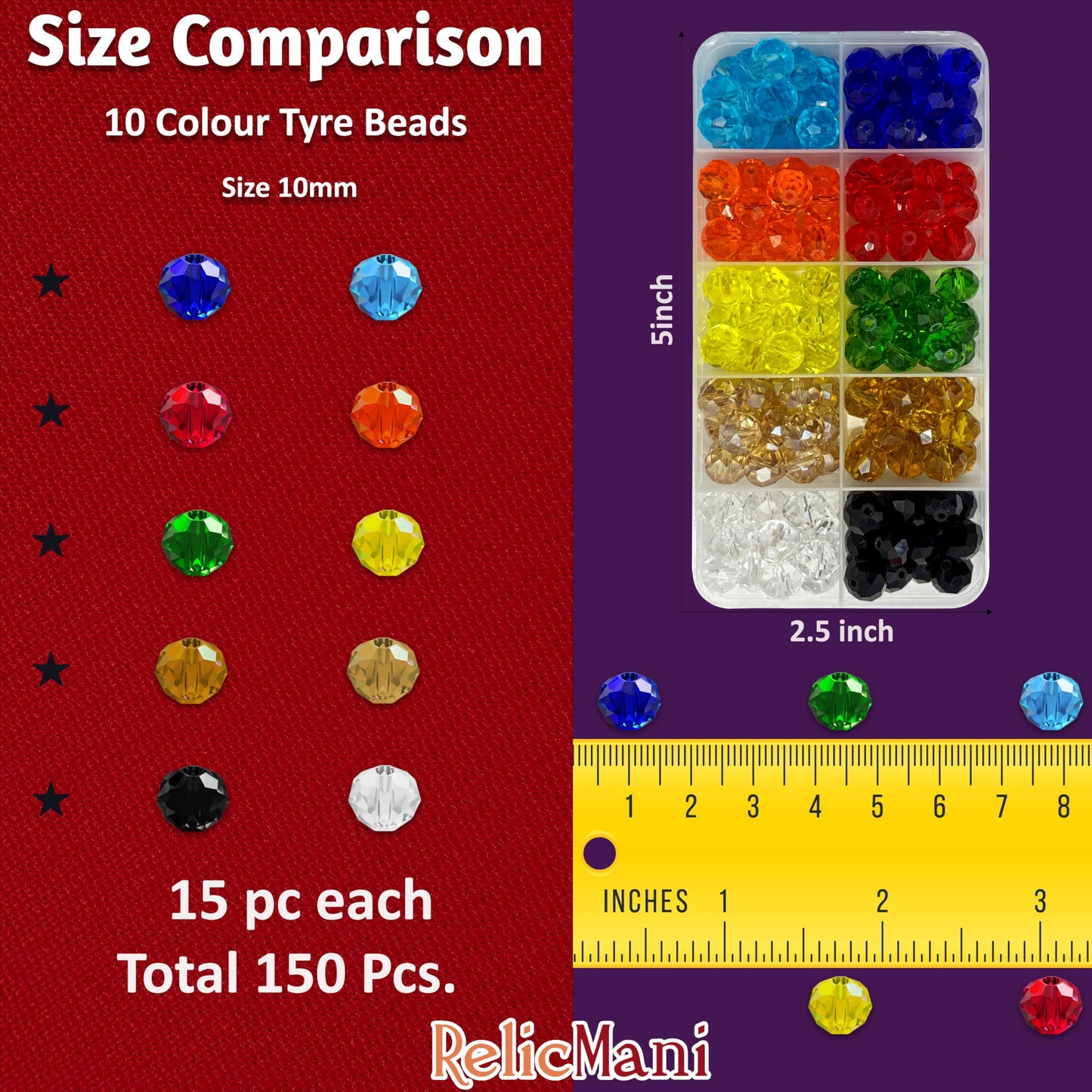 150 Pcs 10mm Faceted Crystal Beads for Jewellery Making Multicolour image 2