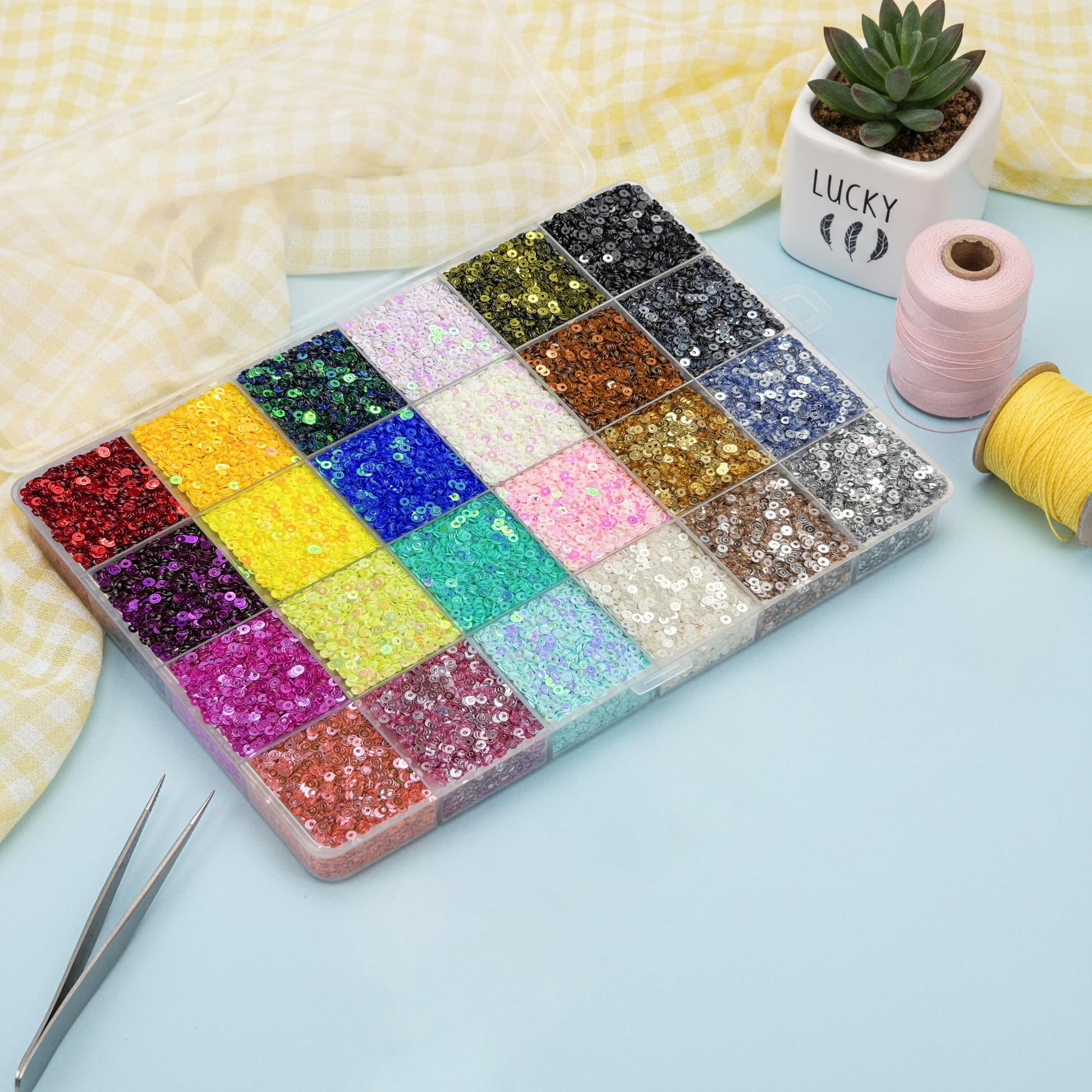 Multicolour Embroidery Sequins Kit, 2mm Flat Round Sitara 24 Colours image 3