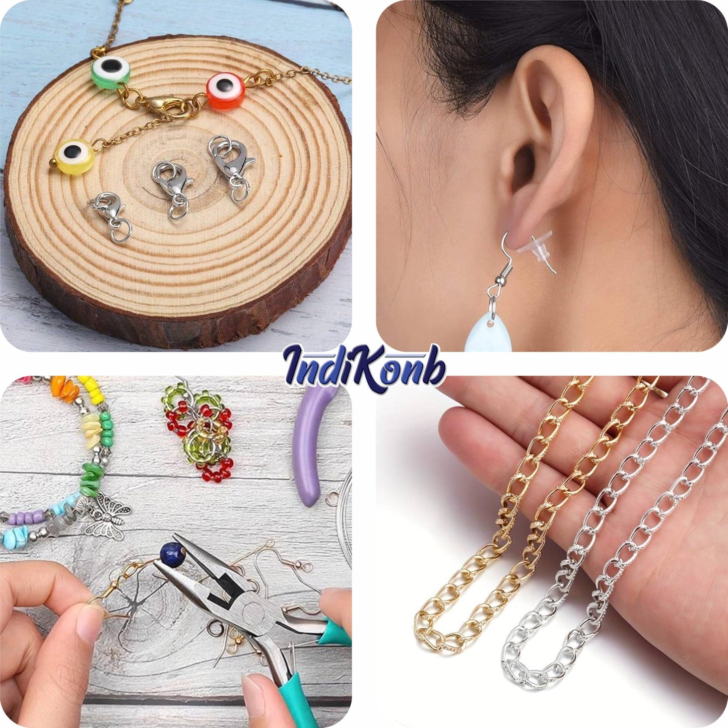 In gift making and DIY jewellery making, multicolour and gold metal jewellery making kit adds depth and neat finishing.