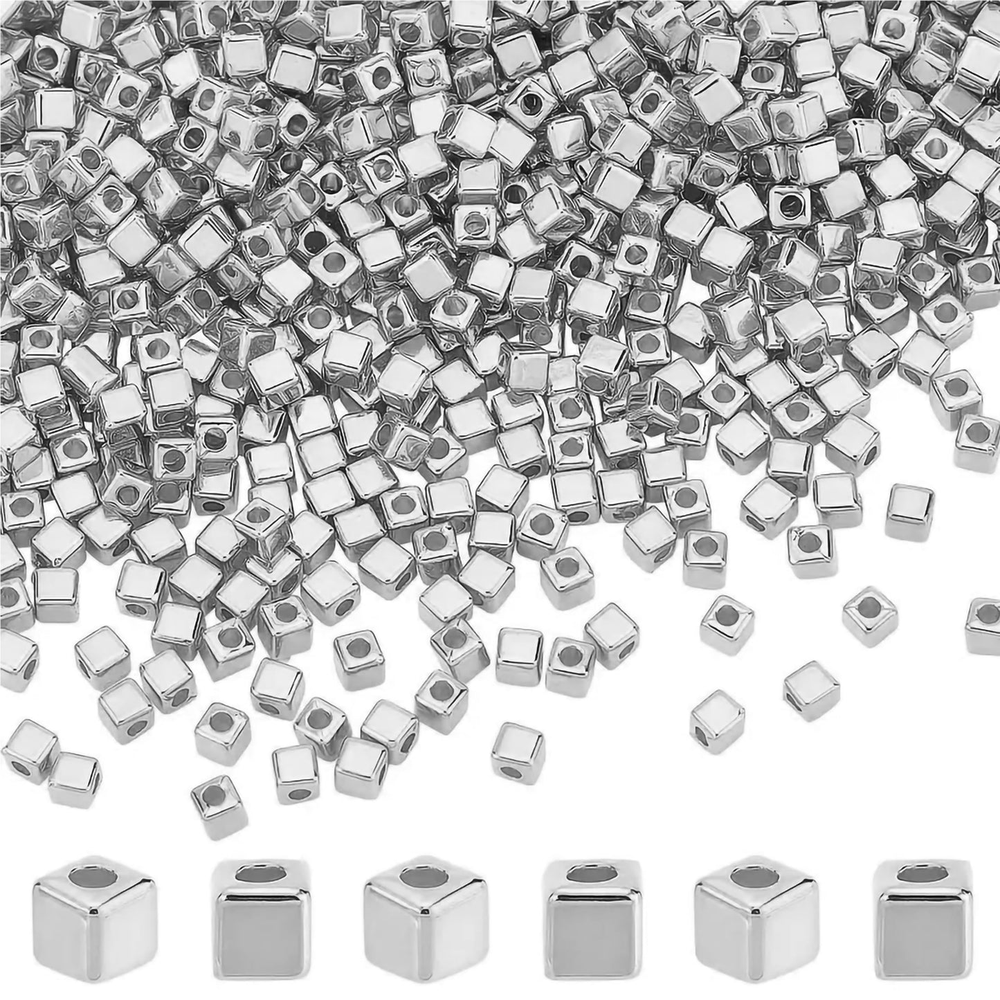 With cube silver and gold plastic and acrylic beads, bracelet making, necklace making and DIY jewellery projects gets a clean decorative look.