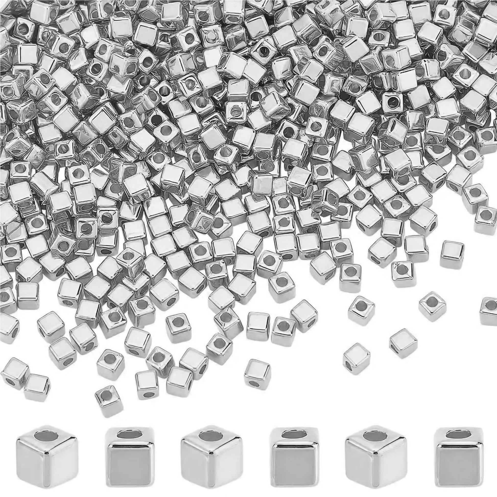 With cube silver and gold plastic and acrylic beads, bracelet making, necklace making and DIY jewellery projects gets a clean decorative look.