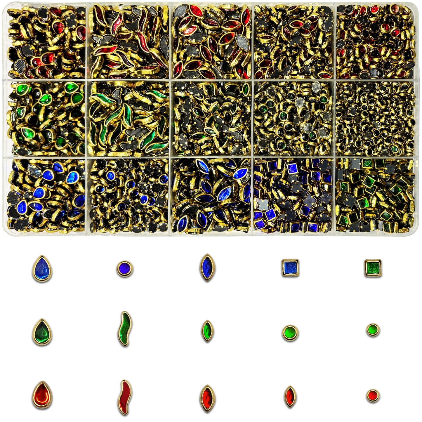 Multicolor Kundan Stones Kit for Embroidery & Jewelry Making Blue, Green, Red product image