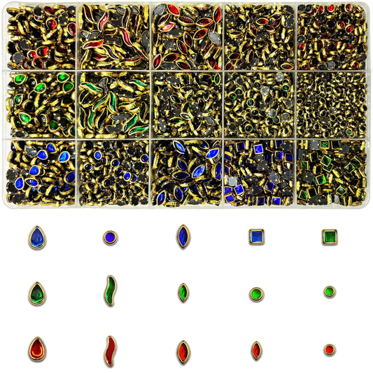 Multicolor Kundan Stones Kit for Embroidery & Jewelry Making Blue, Green, Red product image