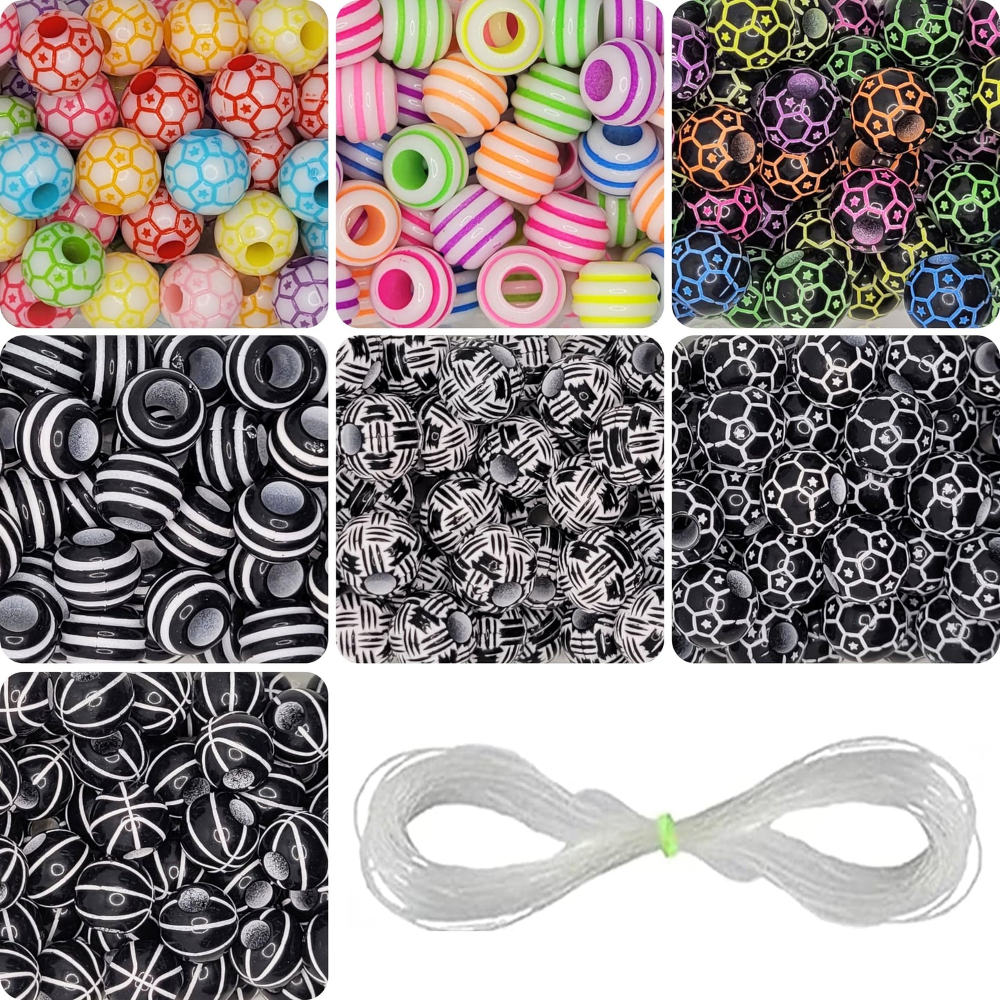 To add a clean decorative look, place 10mm and 6mm acrylic and plastic beads into bracelet making, necklace making and DIY jewellery projects.