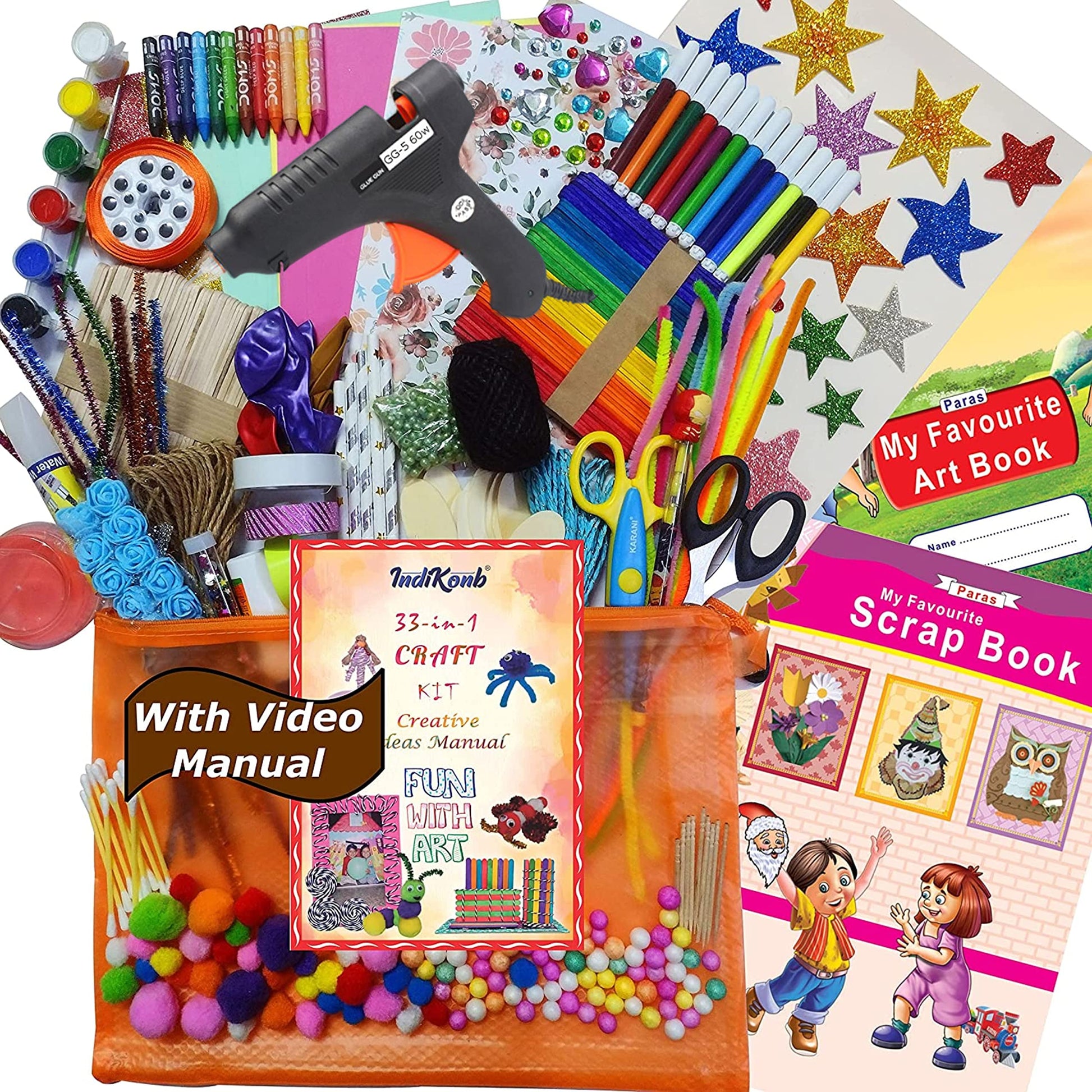 In kids art activities, DIY craft projects and school projects, glue gun and mega art kit and cream large art and craft kit adds depth and neat finishing.