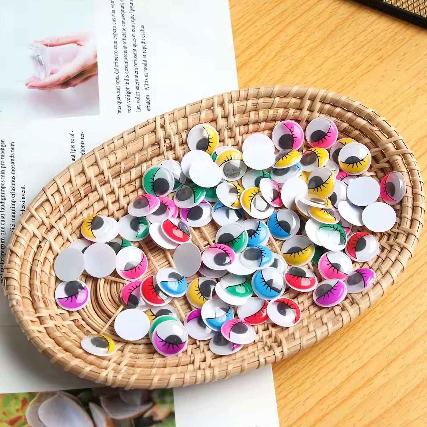 Give masks, greeting cards and handmade décor a lively look with 350 pcs multicolor googly eyes.