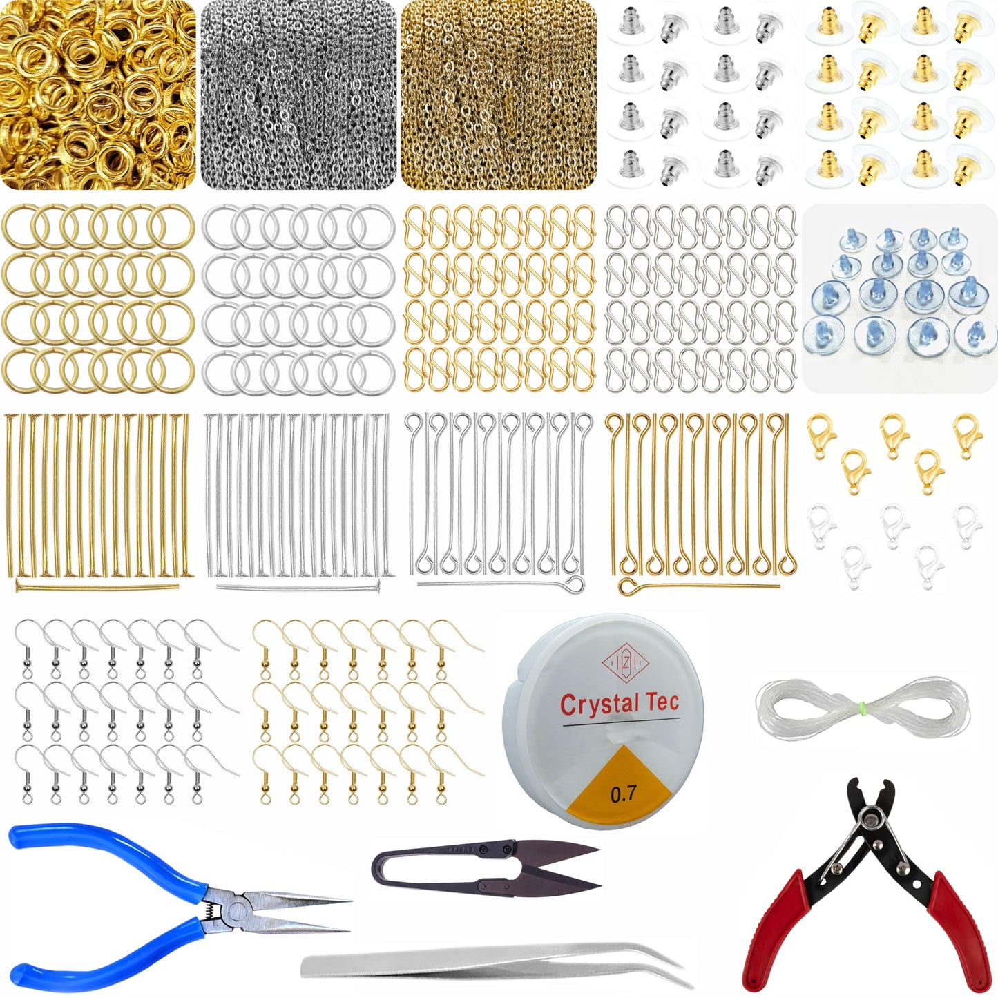 Gold and silver findings + tools jewellery making kit make DIY jewellery making, bracelet making and craft classes look more complete.