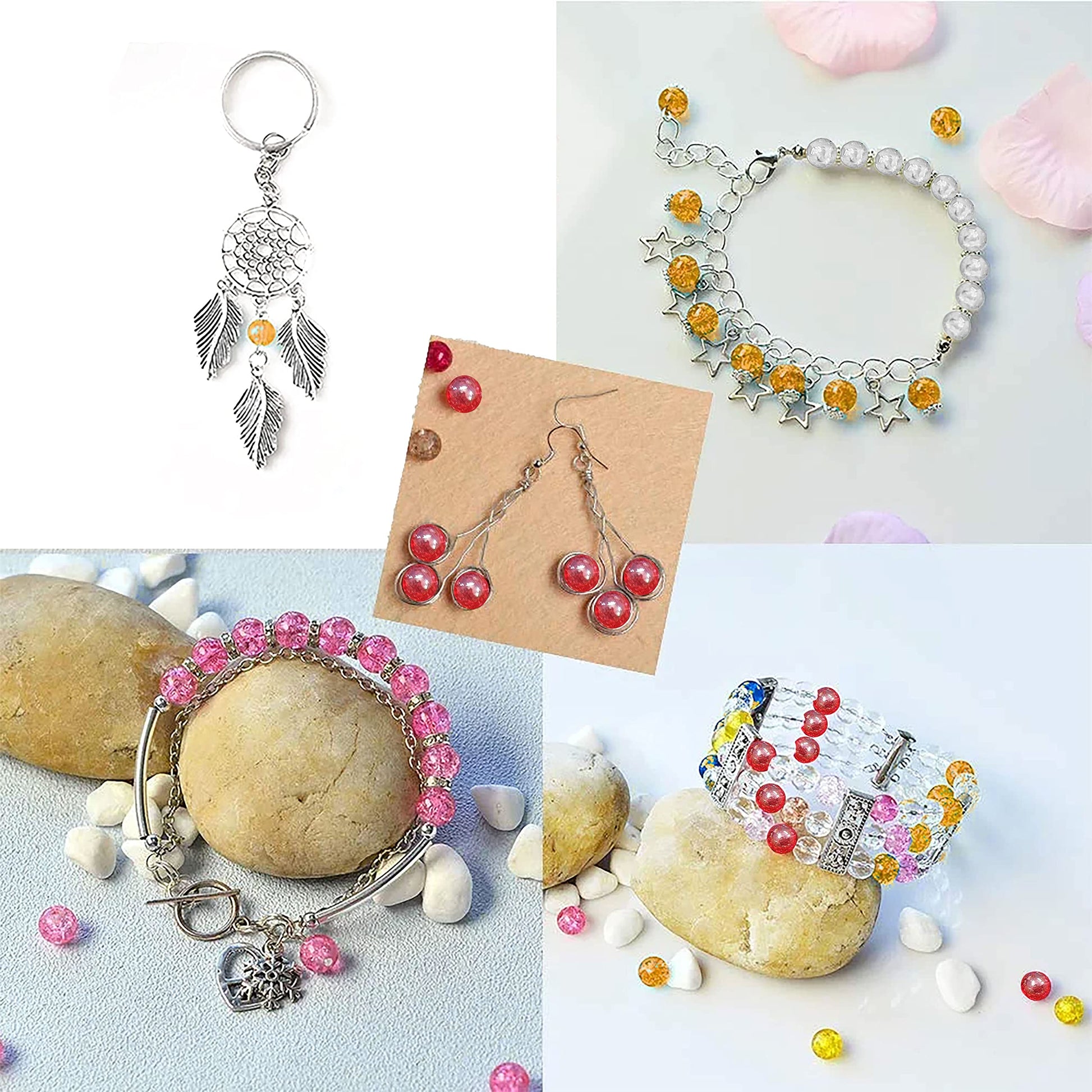 Rainbow and multicolour 6 mm and 1mm beads fit into DIY jewellery projects, beading craft and decorative craft finishing without making the design feel heavy.