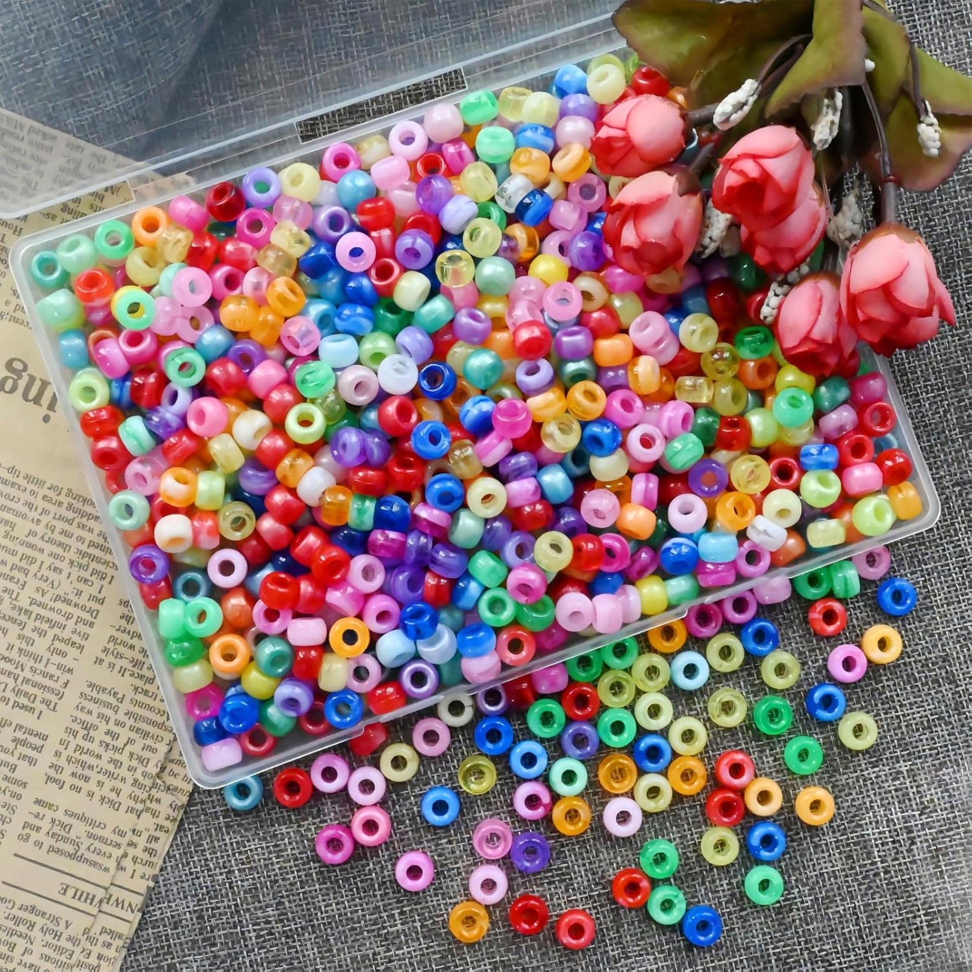 Multicolor DIY Phone Charm Making Kit with Beads and Charms. Close-up image showing color, shape, finish, and texture details.