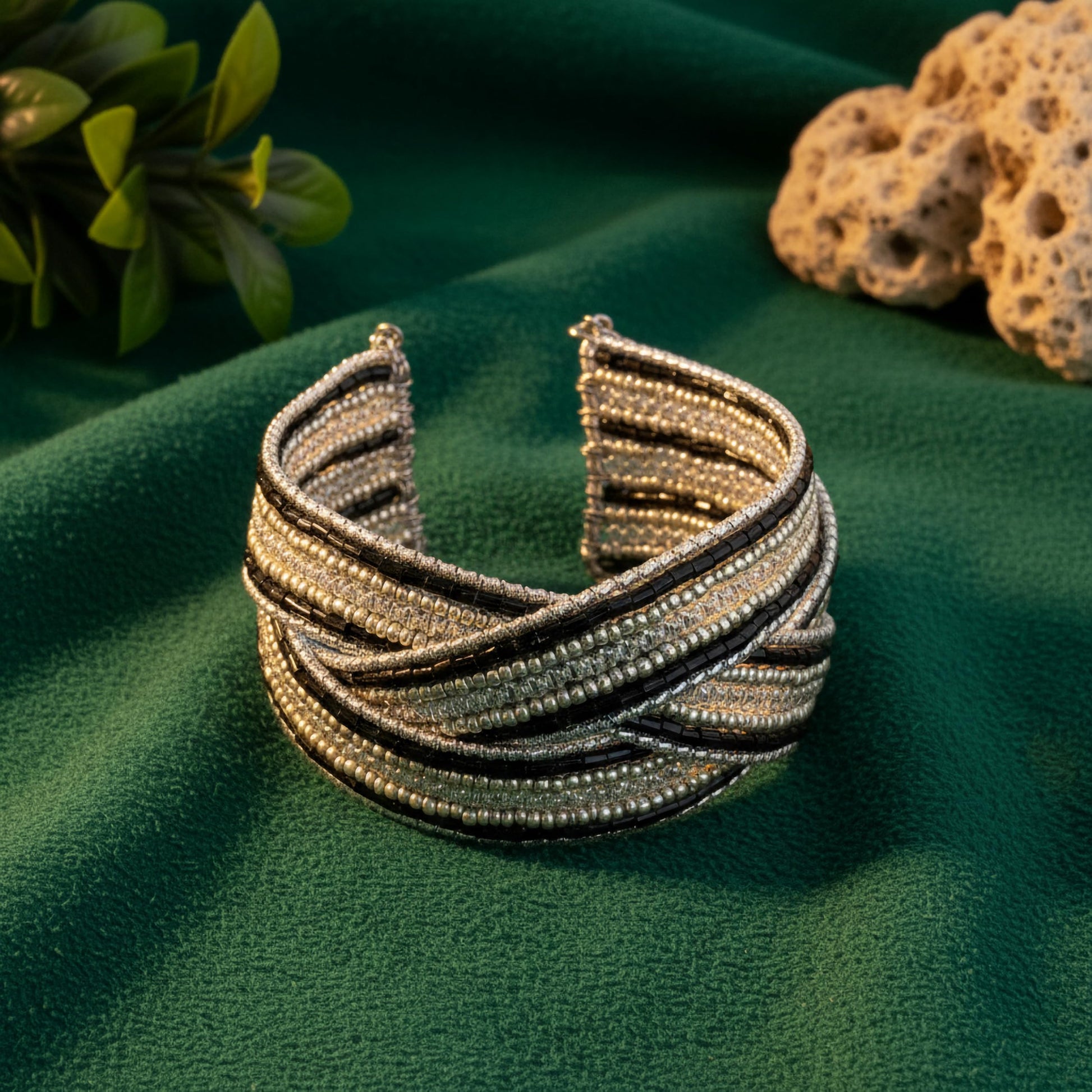 Stylish black bead kada bracelet boho party wear accessory