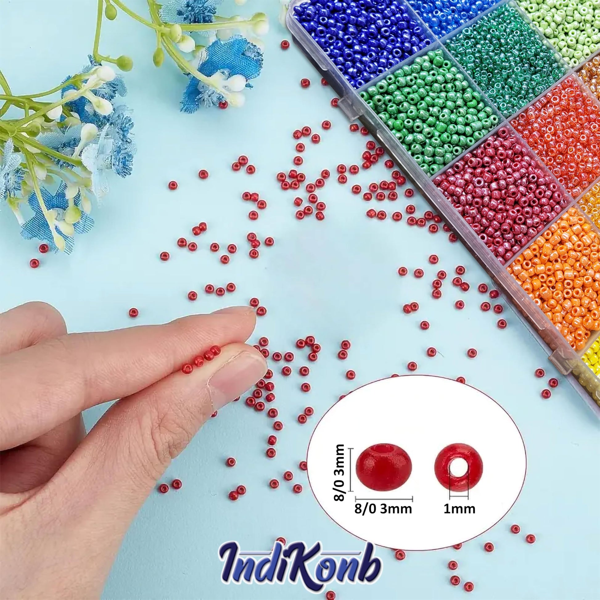 Multicolour 3mm beads help create handmade beadwork accent to handmade projects in necklace making and DIY jewellery projects.