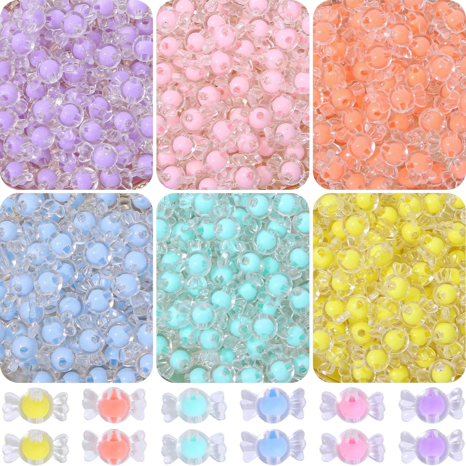 Candy beads and multicolour plastic and acrylic beads offer a clean decorative look for bracelet making, necklace making and DIY jewellery projects.