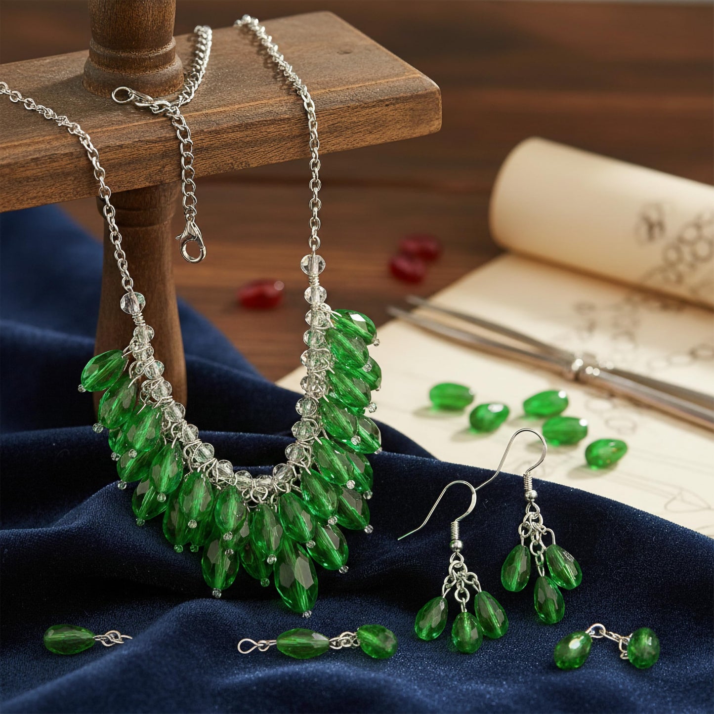 Bring polished movement to DIY accessories with 15x10mm green drop beads for beadwork projects.