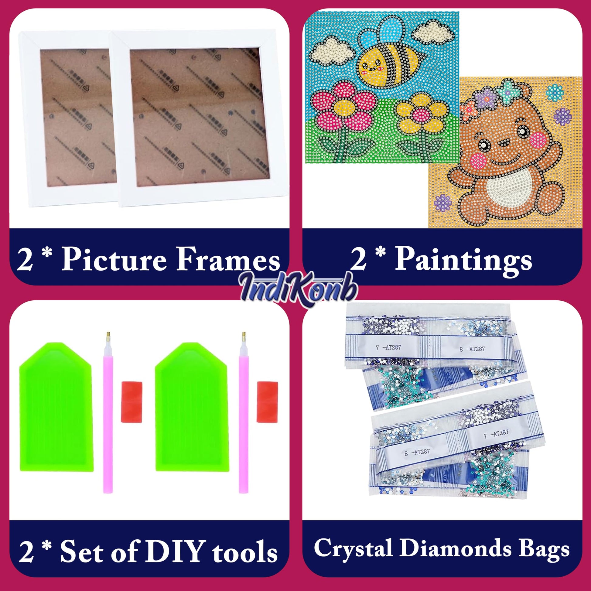 2 pcs crystal diamond painting kit works naturally in kids art activities and 5D diamond painting and helps keep the design neat.