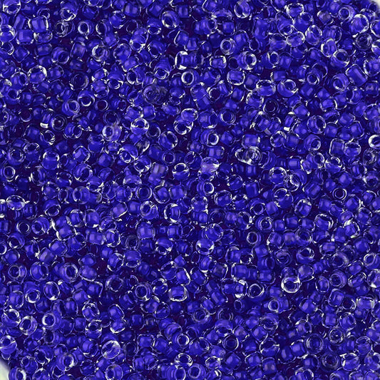 Dark Blue Seed Beads Transparent Finish Small Glass Beads Size 110-2mm. Main product image showing the full assortment for jewelry making and craft work.