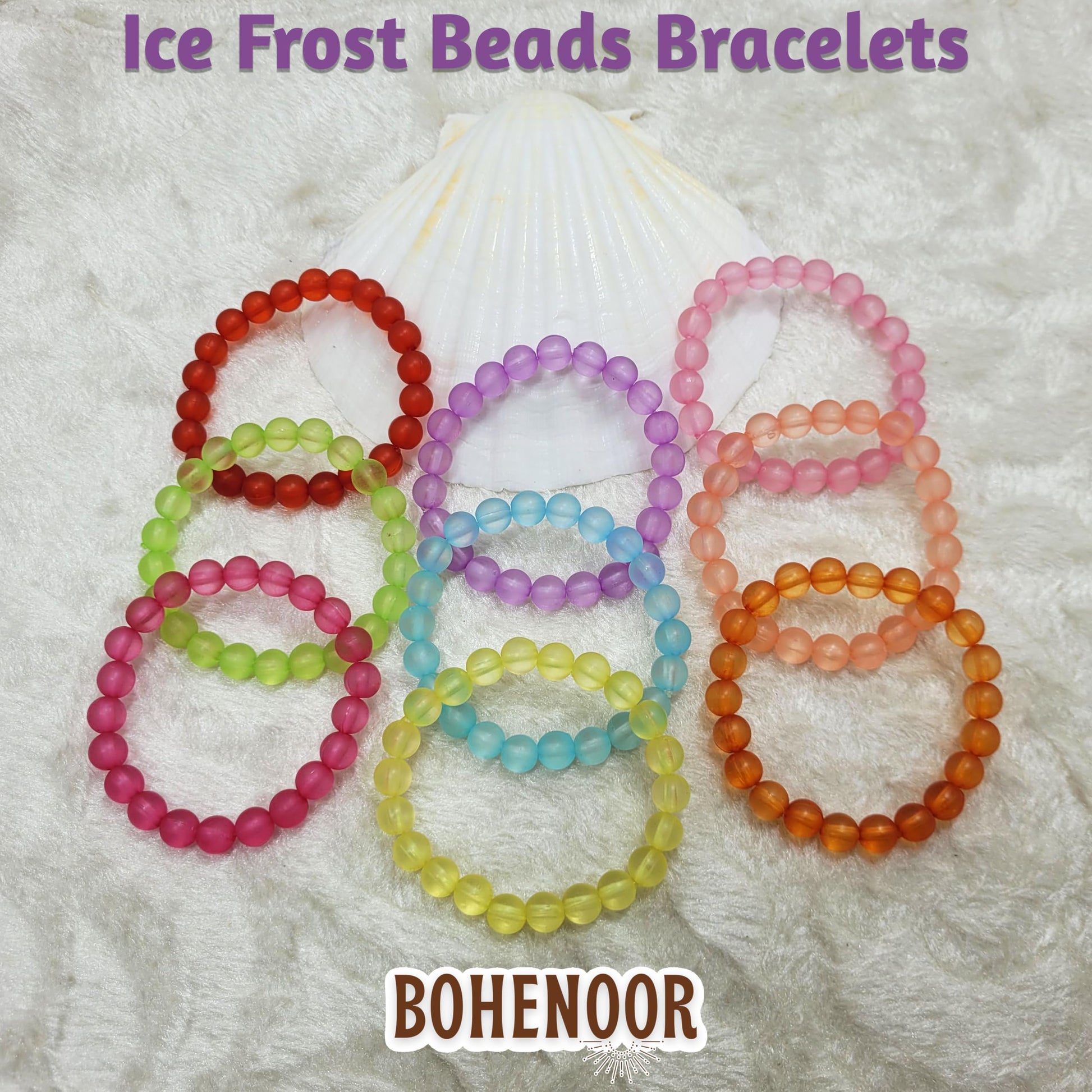 Multicolour and pastel glass and elastic bracelet works naturally in festive outfits and helps keep the design neat.