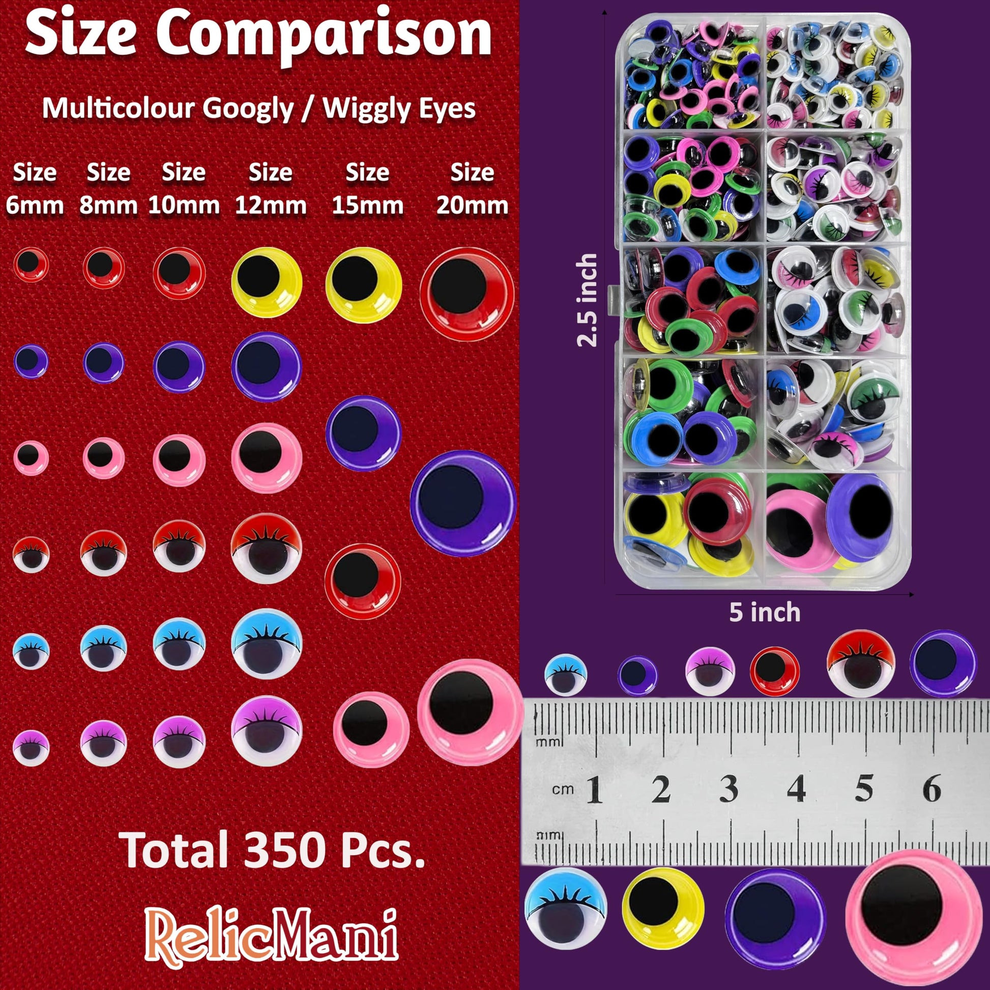 Add instant expression to puppets, scrapbooks and party crafts with 350 pcs multicolor moving eyes.