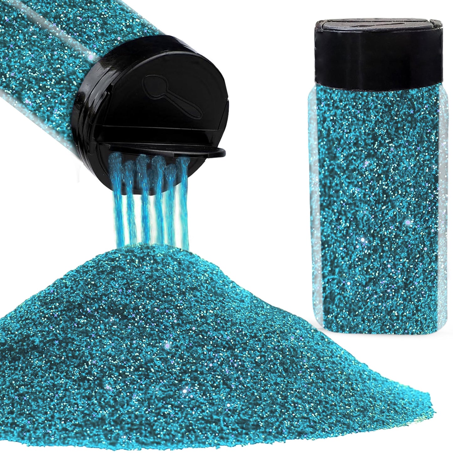 Light blue and multicolour 50g glitter powder helps add a sparkling look to resin art, card making and scrapbooking.