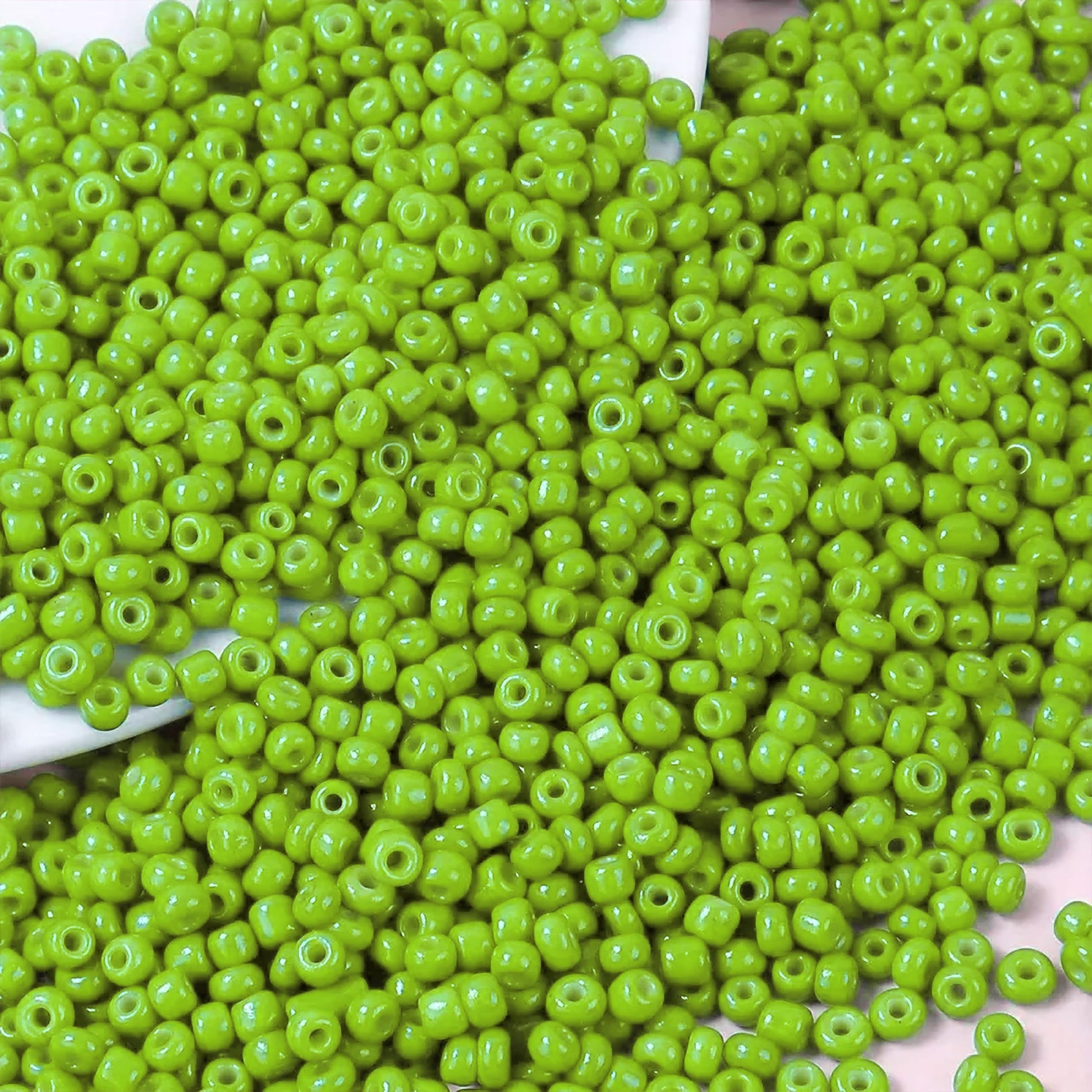 Clean decorative look makes light green 2mm and 02mm beads stand out in bracelet making, necklace making and DIY jewellery projects.