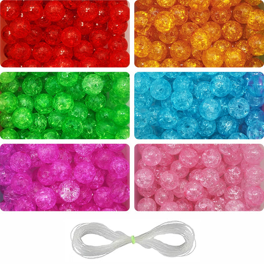 Crackle 480 Acrylic Beads | 8mm Multicolour Beads for Jewelry Making & DIY