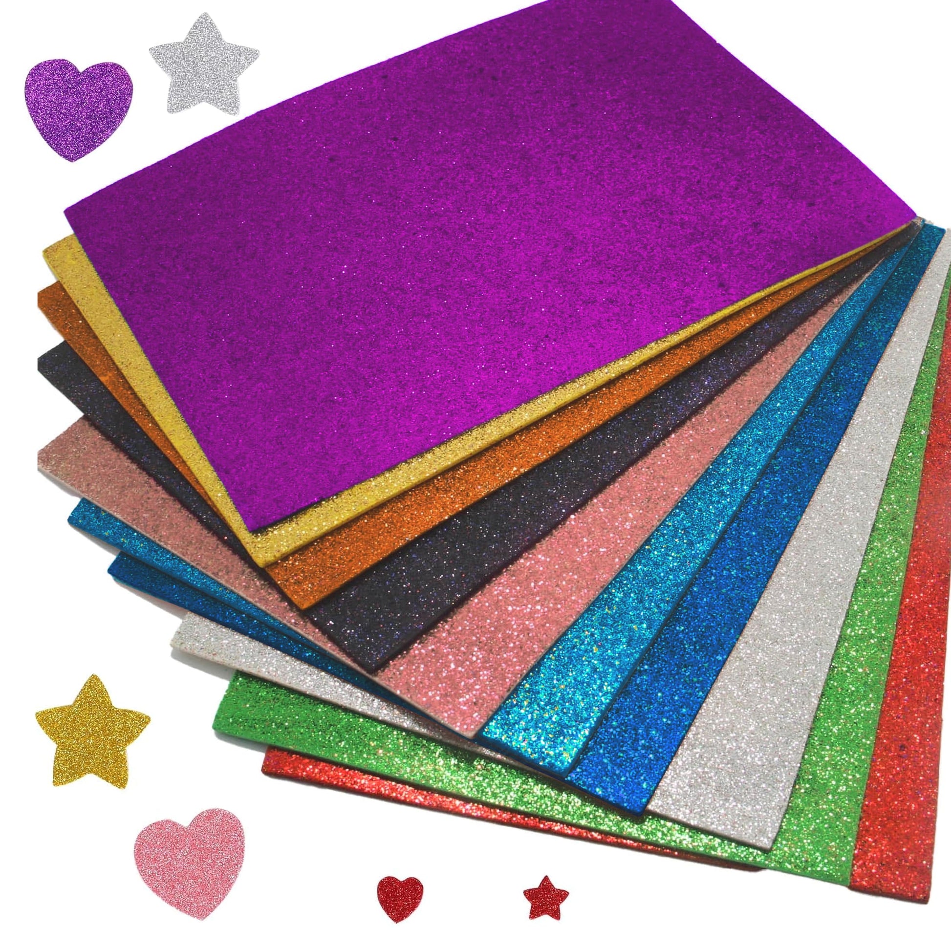 10 Pack A5 Glitter Foam Sheets for DIY Crafts, 1.5mm Thick Multicolour product image