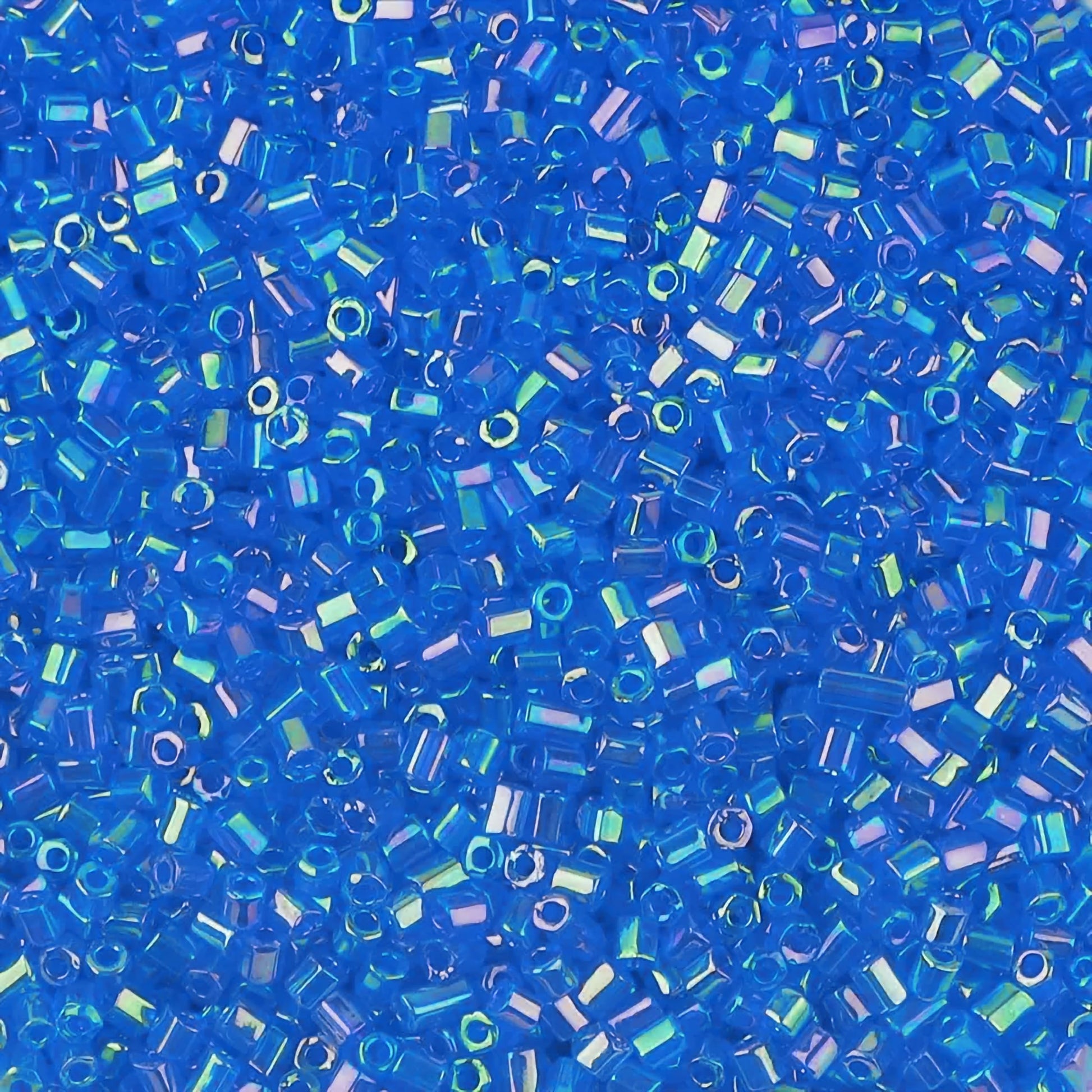 Clean decorative look comes through clearly in blue and rainbow 2.5mm beads for bracelet making, necklace making and DIY jewellery projects.