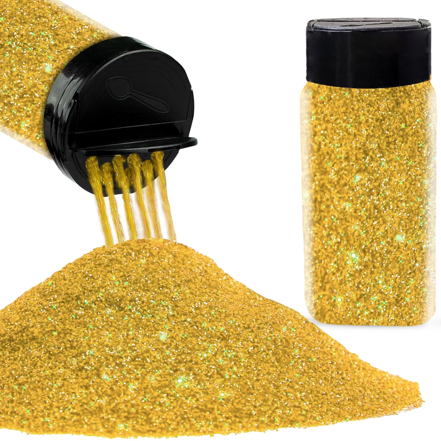 Gold and multicolour 50g glitter powder helps finish resin art, card making and scrapbooking with a refined look.