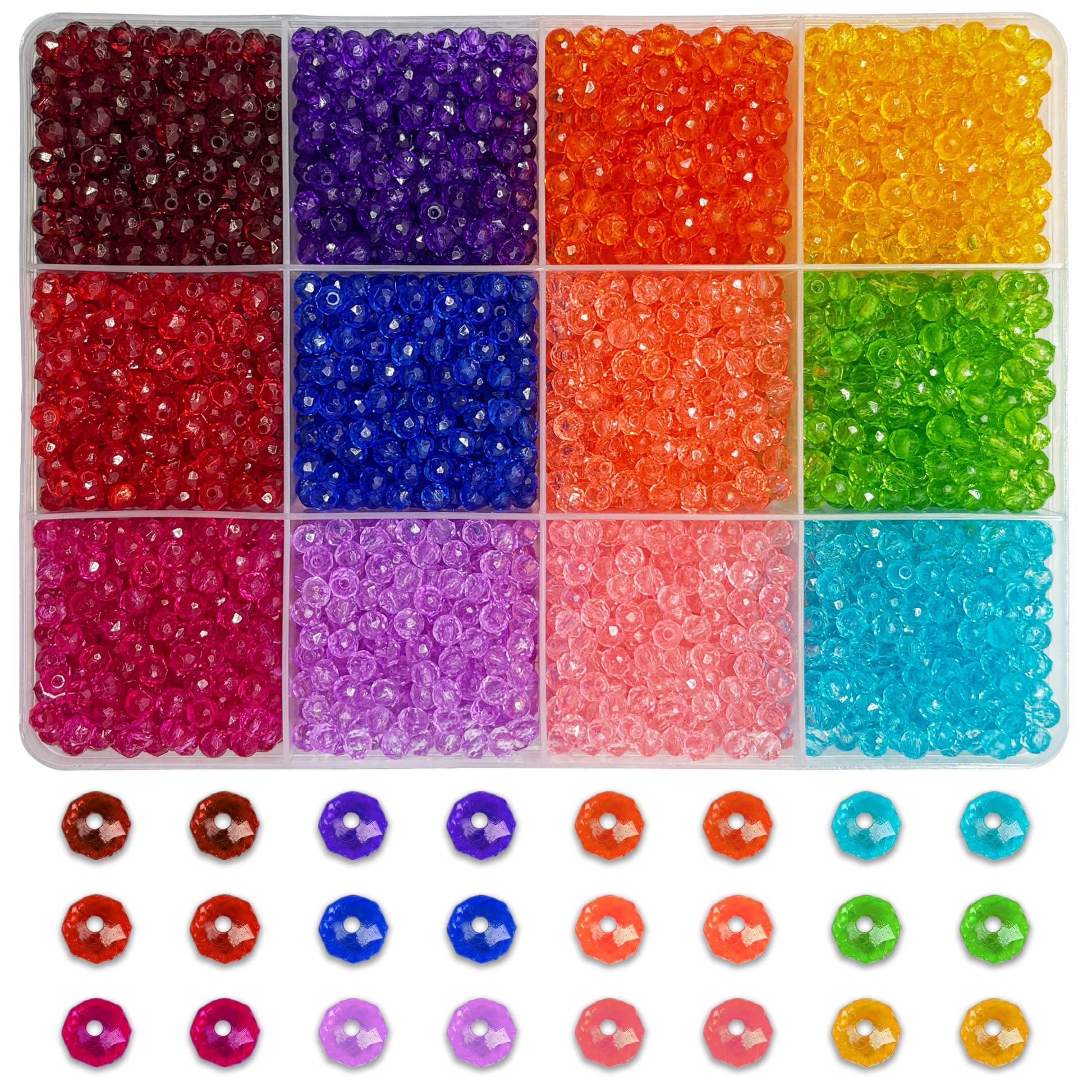 Tyre Shape Crystal Beads for Jewellery Making, 12-Color Multicolour 01 product image