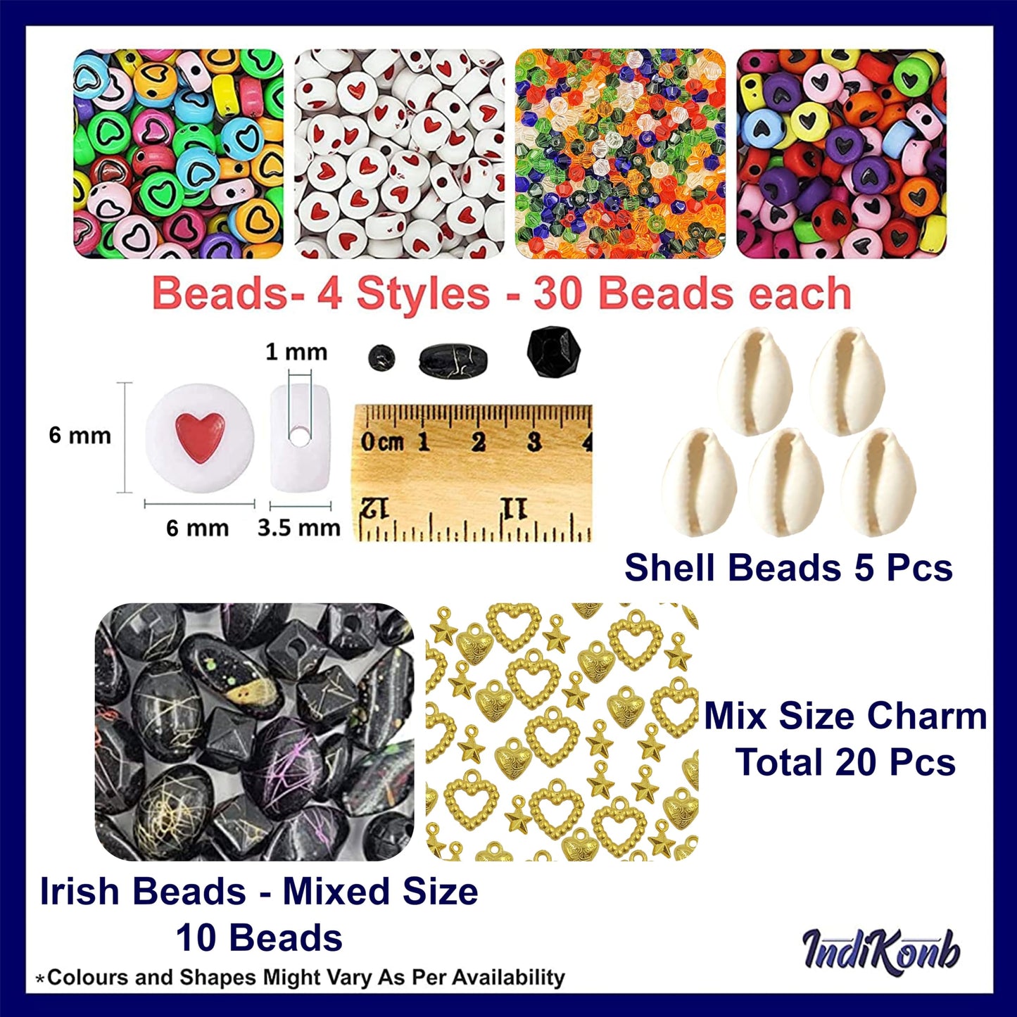 Multicolour 20 m beads bring a polished accent to necklace making and DIY jewellery projects.