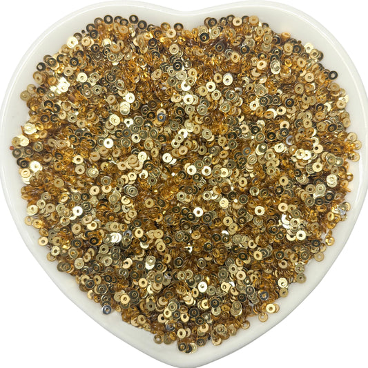 Embroidery Sequins, 2mm Flat Round Sitara, Shimmering Chumki DARK GOLD product image