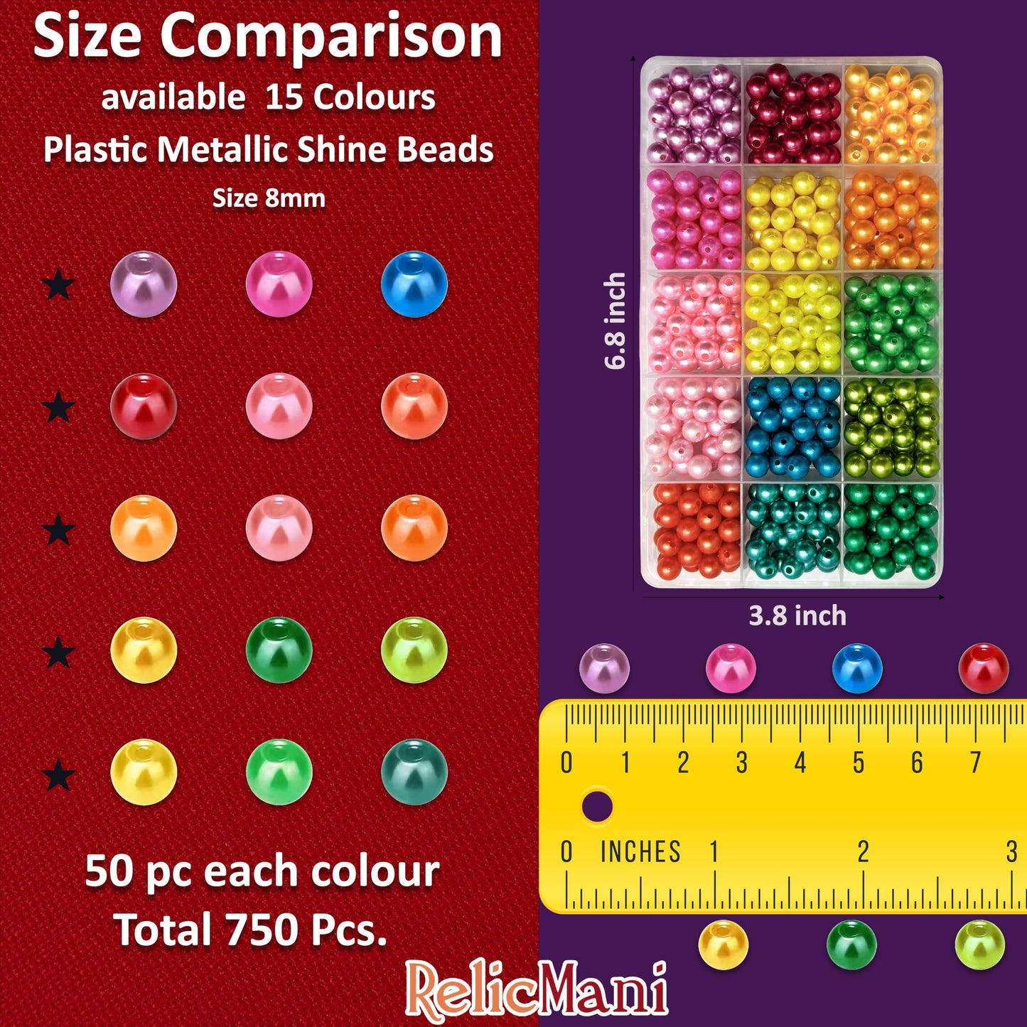 Multicolor Pearl Beads Kit for Jewellery Making & Bracelet Multicolour image 2