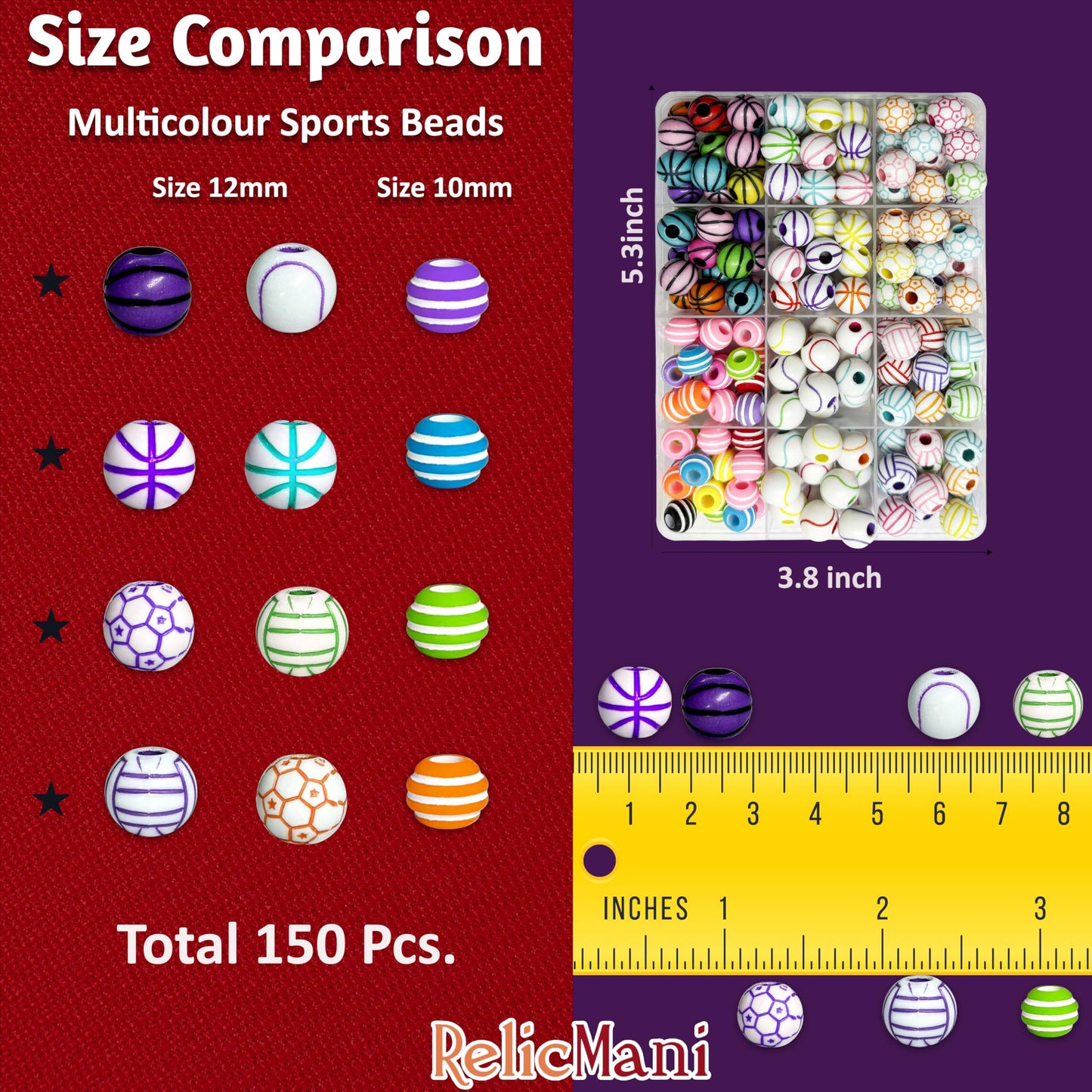 Multicolor Sports Ball Beads Kit, Colorful Acrylic Multicolour 2 image 2